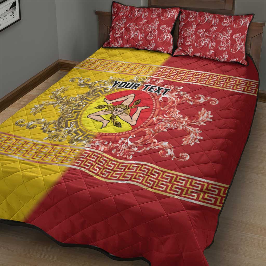 Personalized Italy Sicily Quilt Bed Set Baroque Motif