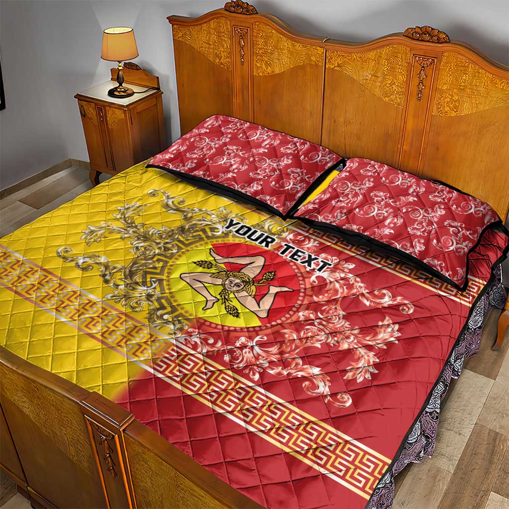 Personalized Italy Sicily Quilt Bed Set Baroque Motif