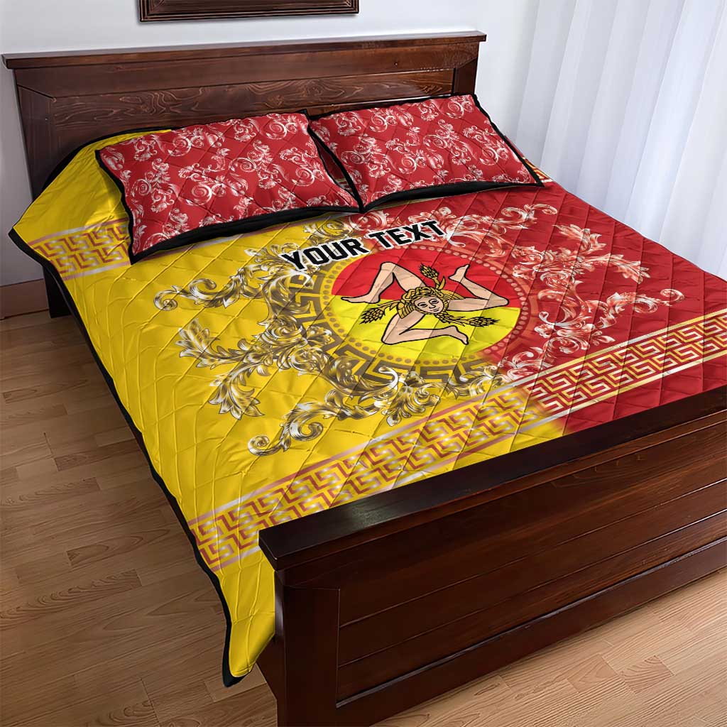 Personalized Italy Sicily Quilt Bed Set Baroque Motif