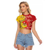 Personalized Italy Sicily Raglan Cropped T Shirt Baroque Motif