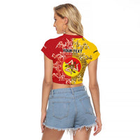 Personalized Italy Sicily Raglan Cropped T Shirt Baroque Motif