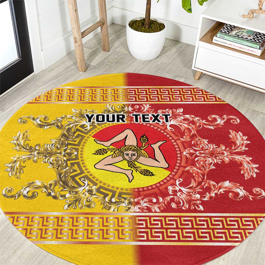 Personalized Italy Sicily Round Carpet Baroque Motif