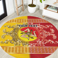 Personalized Italy Sicily Round Carpet Baroque Motif