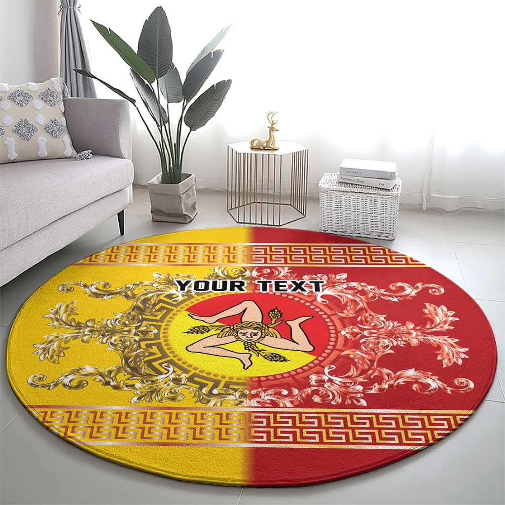 Personalized Italy Sicily Round Carpet Baroque Motif