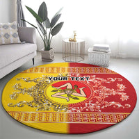 Personalized Italy Sicily Round Carpet Baroque Motif