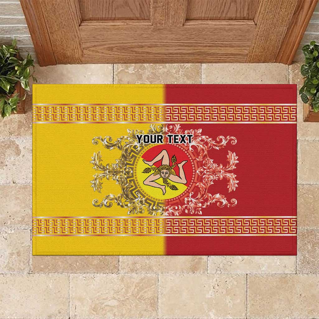 Personalized Italy Sicily Rubber Doormat Baroque Motif