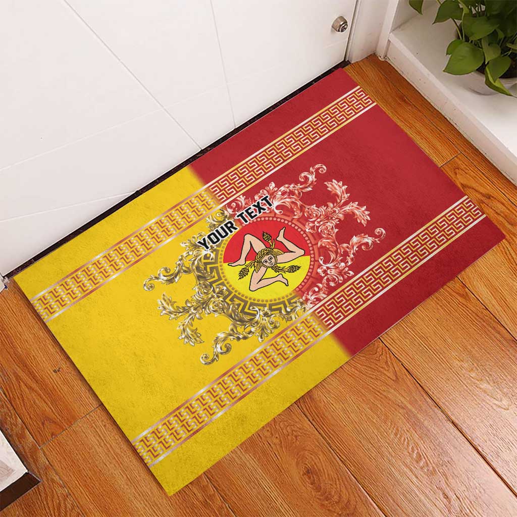 Personalized Italy Sicily Rubber Doormat Baroque Motif