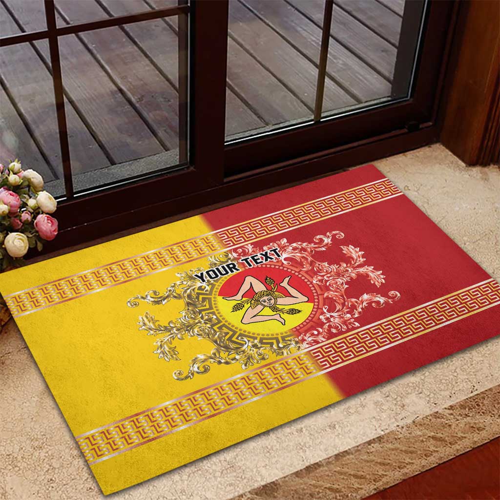Personalized Italy Sicily Rubber Doormat Baroque Motif