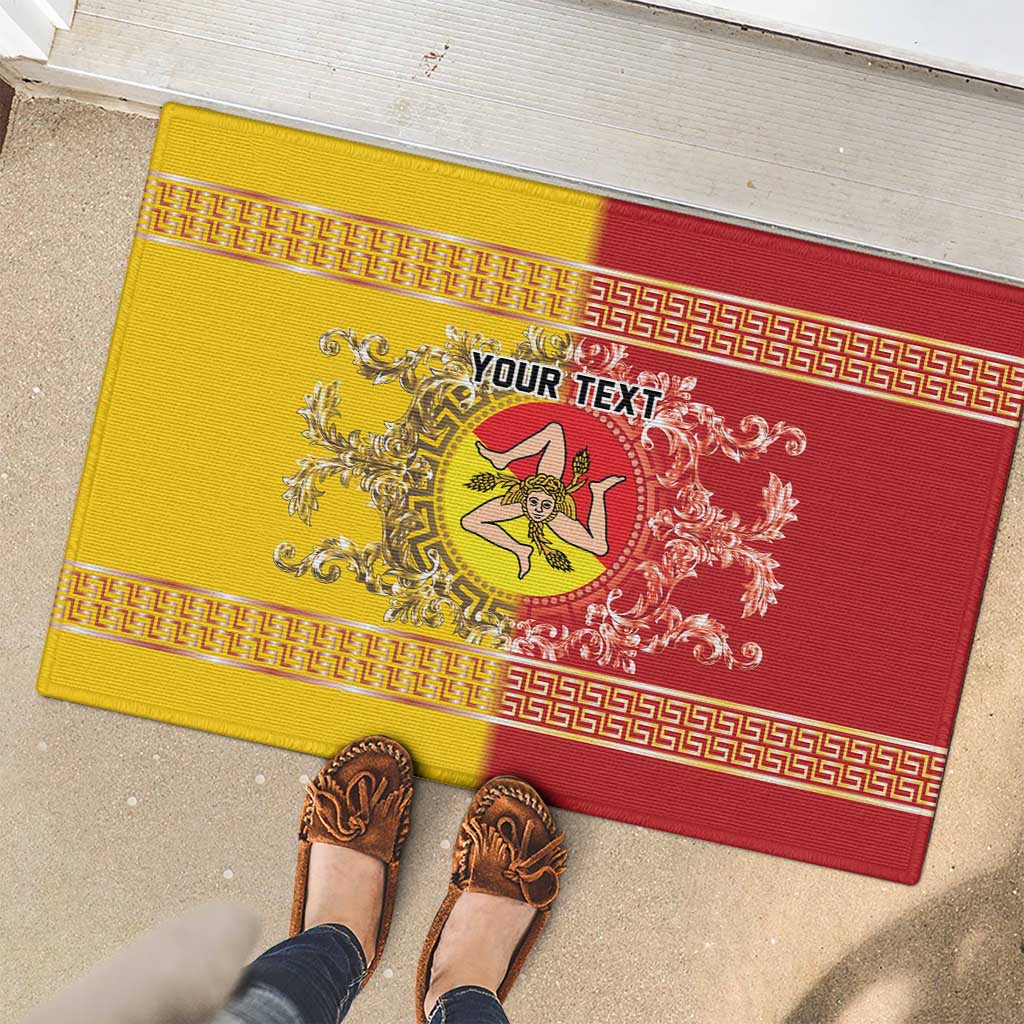 Personalized Italy Sicily Rubber Doormat Baroque Motif