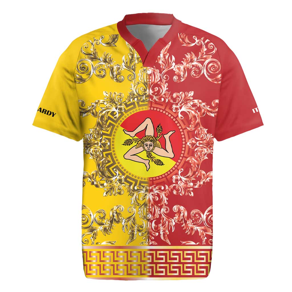Personalized Italy Sicily Rugby Jersey Baroque Motif