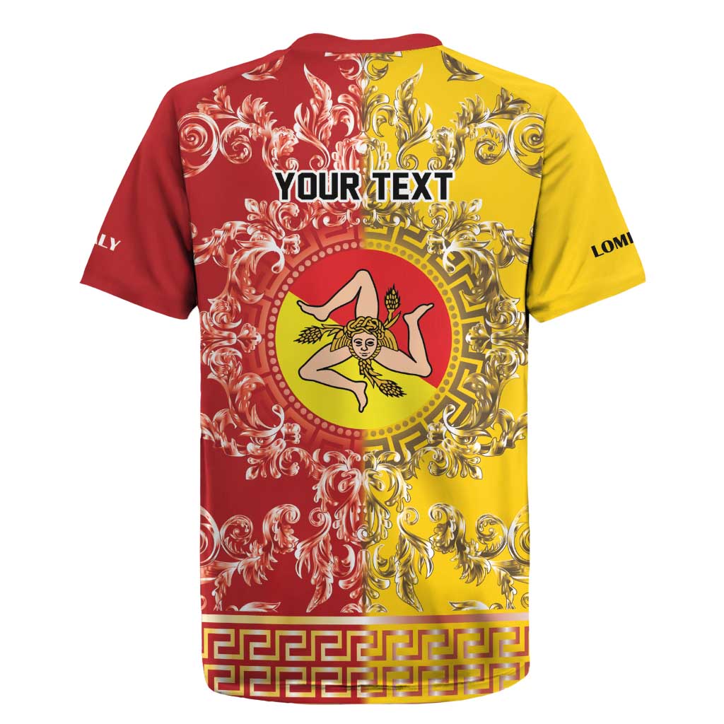 Personalized Italy Sicily Rugby Jersey Baroque Motif