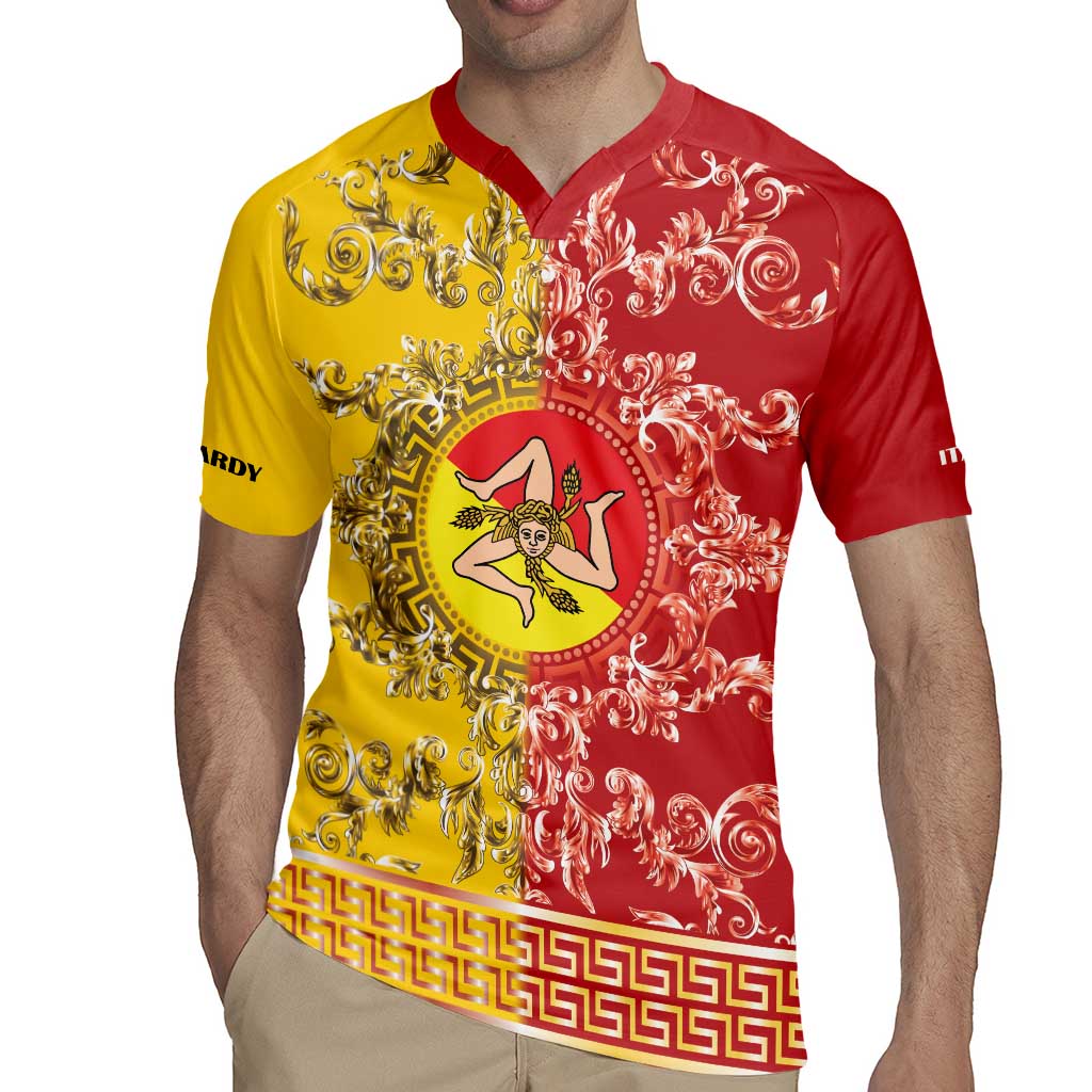 Personalized Italy Sicily Rugby Jersey Baroque Motif