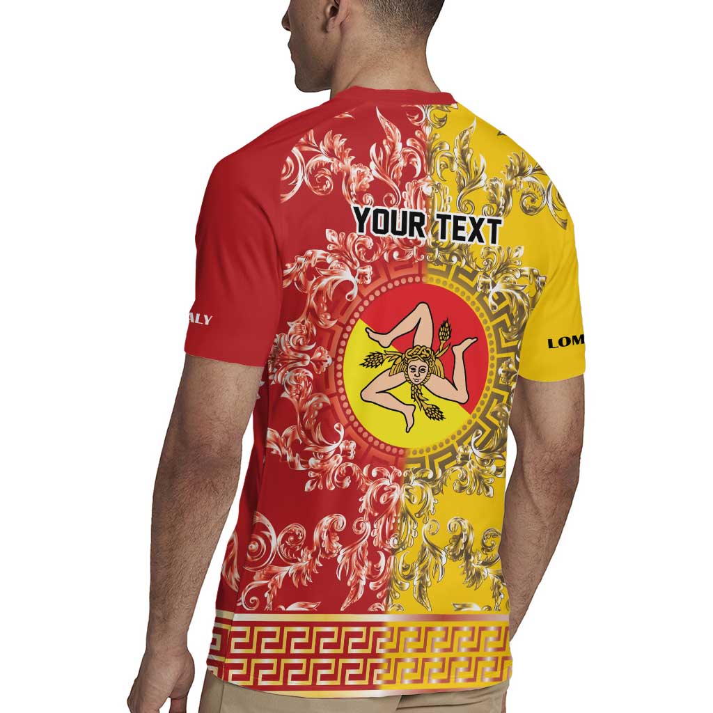 Personalized Italy Sicily Rugby Jersey Baroque Motif