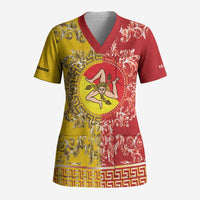Personalized Italy Sicily Scrub Top Baroque Motif