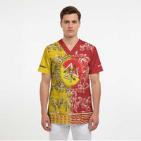 Personalized Italy Sicily Scrub Top Baroque Motif