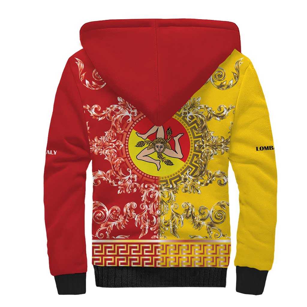 Personalized Italy Sicily Sherpa Hoodie Baroque Motif