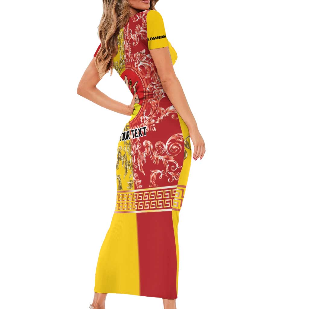 Personalized Italy Sicily Short Sleeve Bodycon Dress Baroque Motif