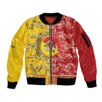 Personalized Italy Sicily Sleeve Zip Bomber Jacket Baroque Motif