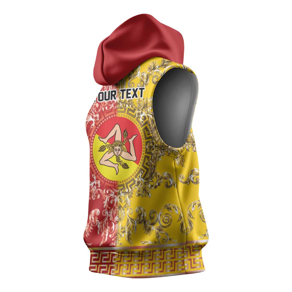 Personalized Italy Sicily Sleeveless Hoodie Baroque Motif