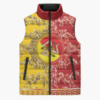 Personalized Italy Sicily Sleeveless Puffer Jacket Baroque Motif