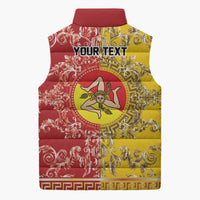 Personalized Italy Sicily Sleeveless Puffer Jacket Baroque Motif