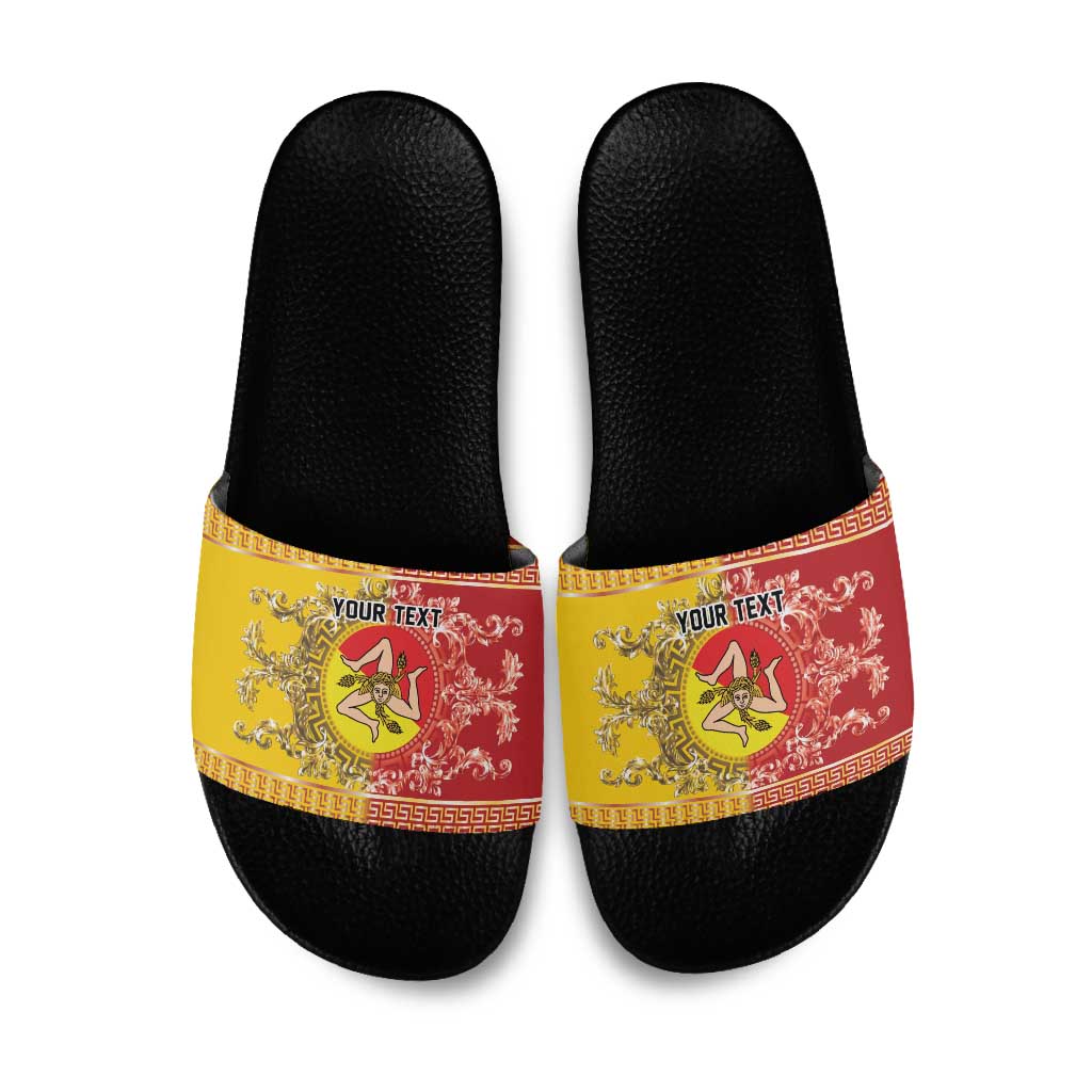 Personalized Italy Sicily Slide Sandals Baroque Motif