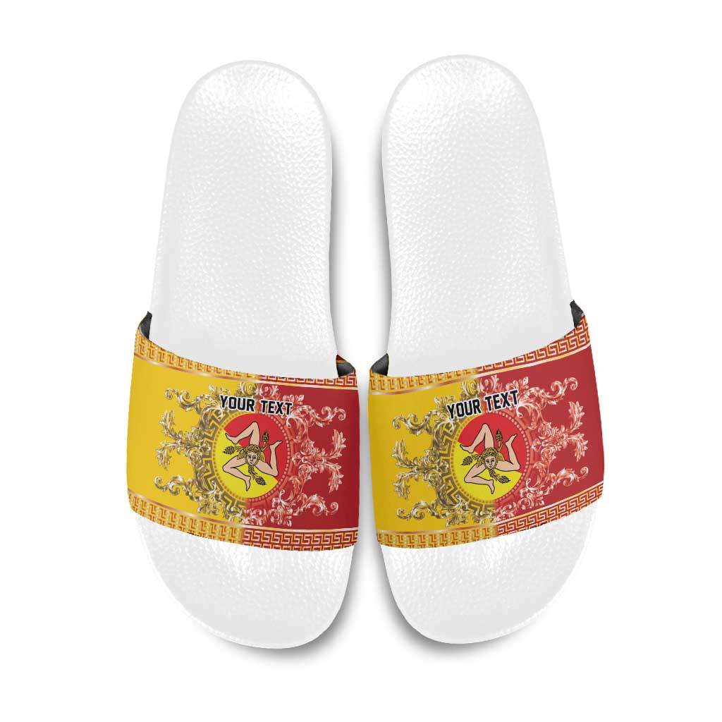 Personalized Italy Sicily Slide Sandals Baroque Motif