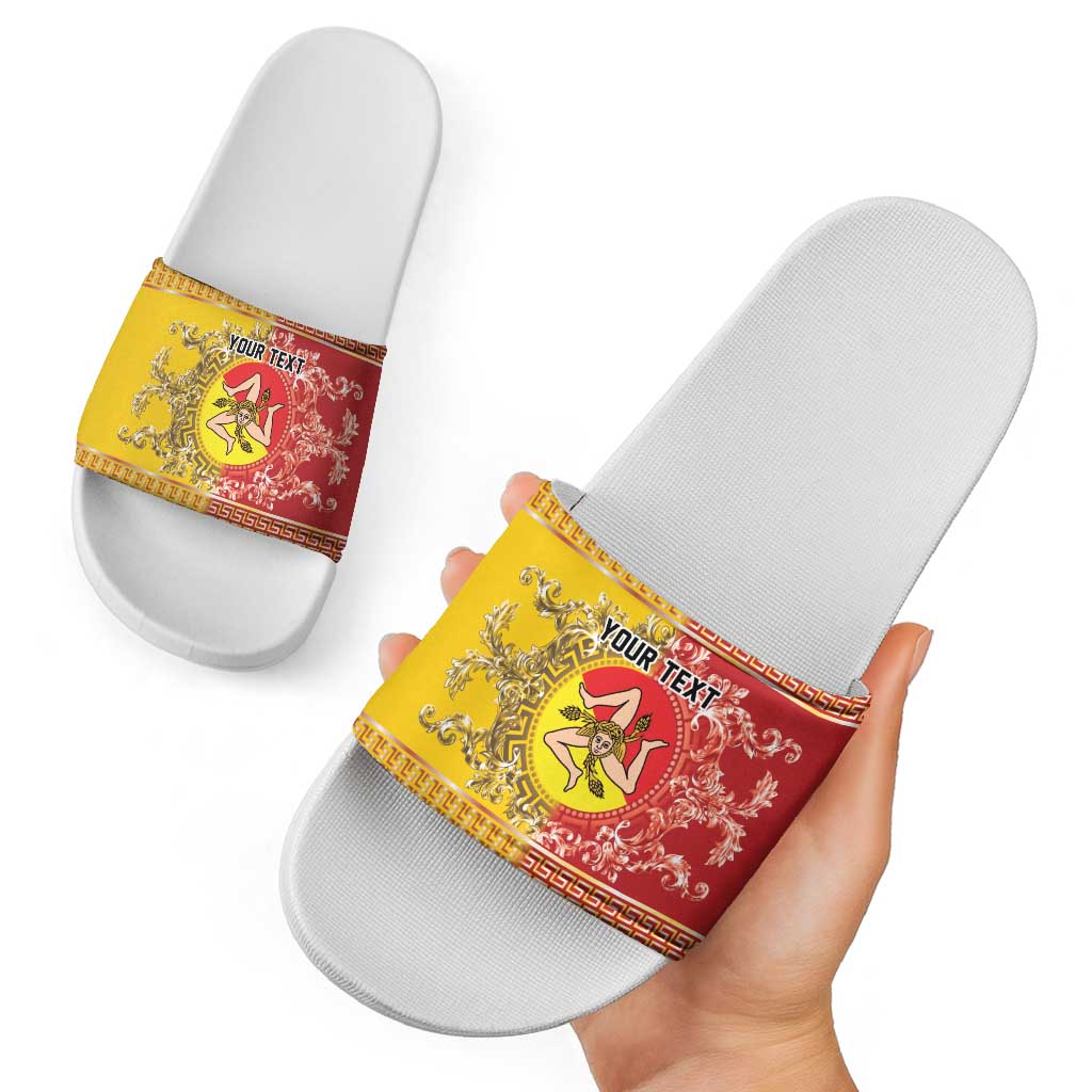 Personalized Italy Sicily Slide Sandals Baroque Motif