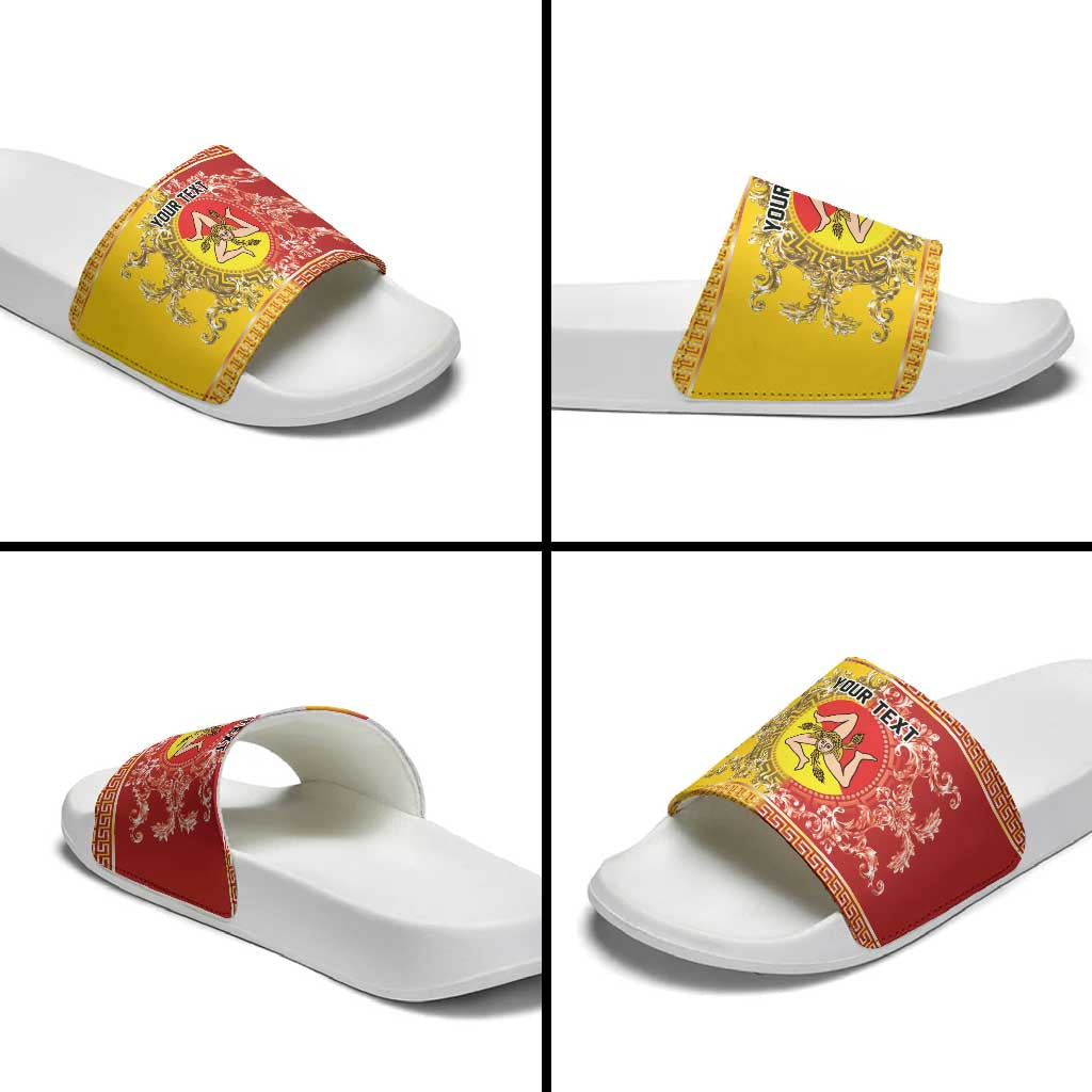 Personalized Italy Sicily Slide Sandals Baroque Motif