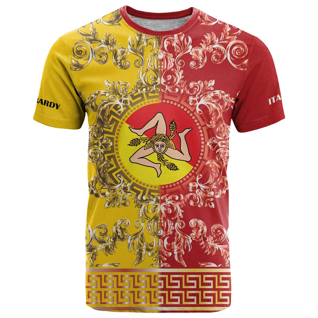 Personalized Italy Sicily T Shirt Baroque Motif