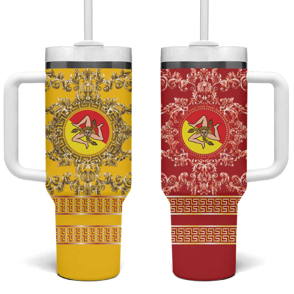 Personalized Italy Sicily Tumbler With Handle Baroque Motif