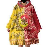 Personalized Italy Sicily Wearable Blanket Hoodie Baroque Motif