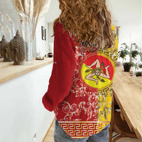 Personalized Italy Sicily Women Casual Shirt Baroque Motif