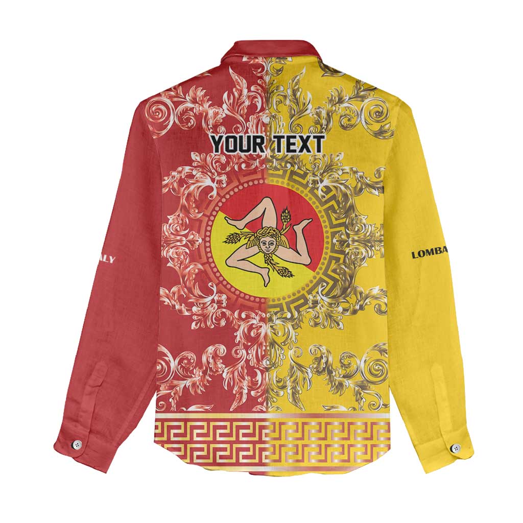 Personalized Italy Sicily Women Casual Shirt Baroque Motif