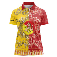 Personalized Italy Sicily Women Polo Shirt Baroque Motif