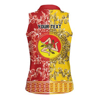 Personalized Italy Sicily Women Sleeveless Polo Shirt Baroque Motif