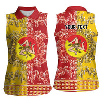 Personalized Italy Sicily Women Sleeveless Polo Shirt Baroque Motif