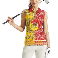Personalized Italy Sicily Women Sleeveless Polo Shirt Baroque Motif