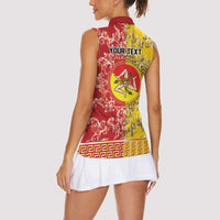 Personalized Italy Sicily Women Sleeveless Polo Shirt Baroque Motif