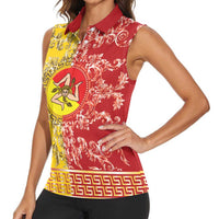 Personalized Italy Sicily Women Sleeveless Polo Shirt Baroque Motif