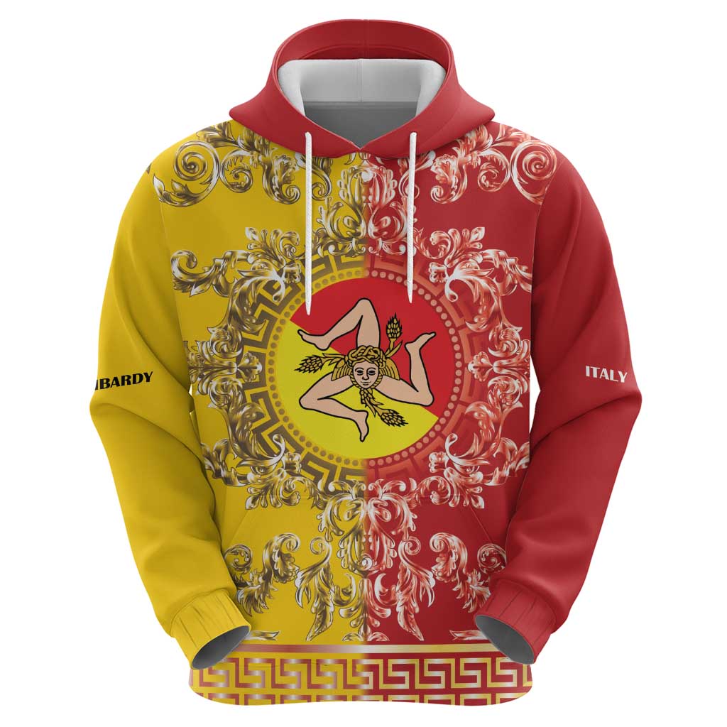 Personalized Italy Sicily Zip Hoodie Baroque Motif
