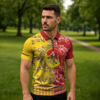 Personalized Italy Sicily Zipper Polo Shirt Baroque Motif