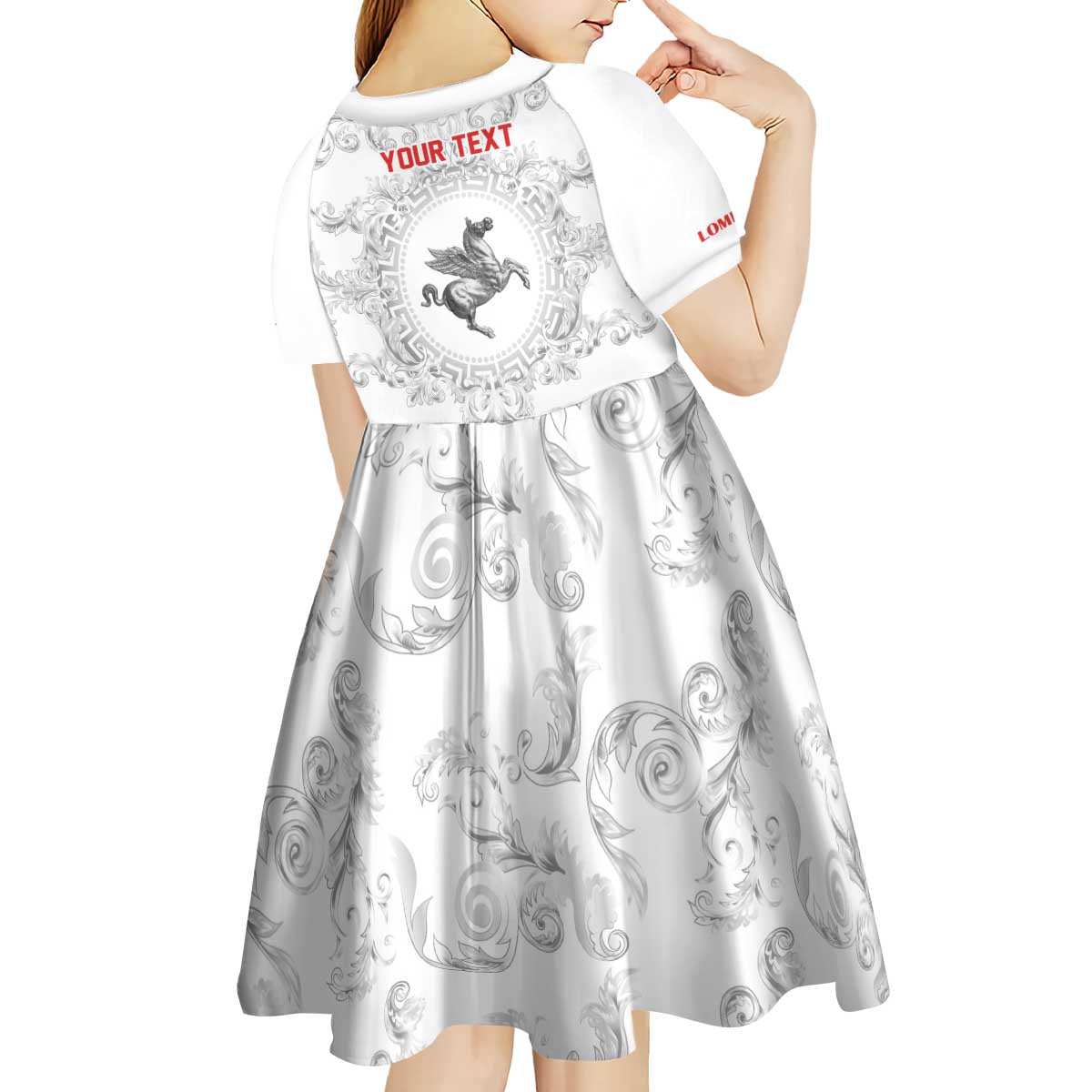 Personalized Italy Tuscany Kid Short Sleeve Dress Baroque Motif