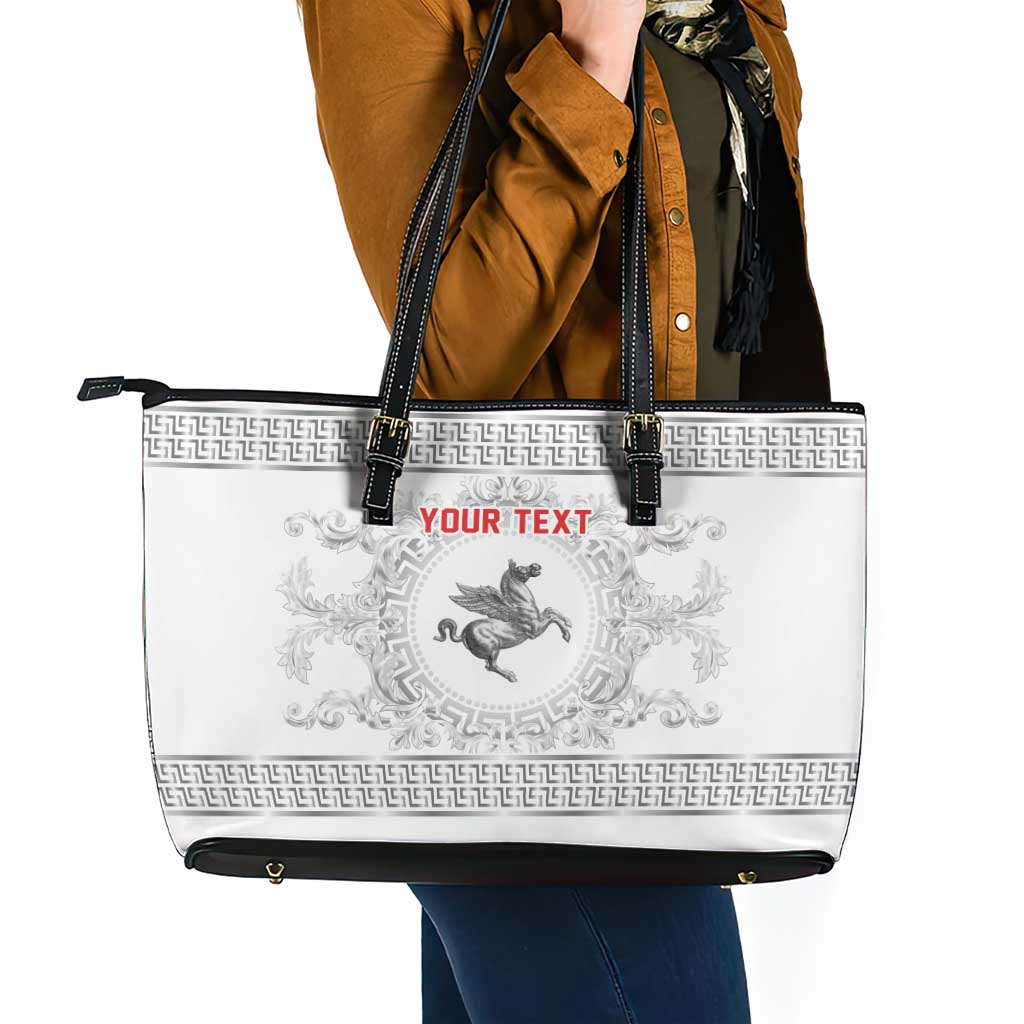 Personalized Italy Tuscany Leather Tote Bag Baroque Motif