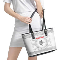 Personalized Italy Tuscany Leather Tote Bag Baroque Motif