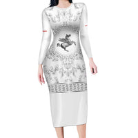Personalized Italy Tuscany Long Sleeve Bodycon Dress Baroque Motif