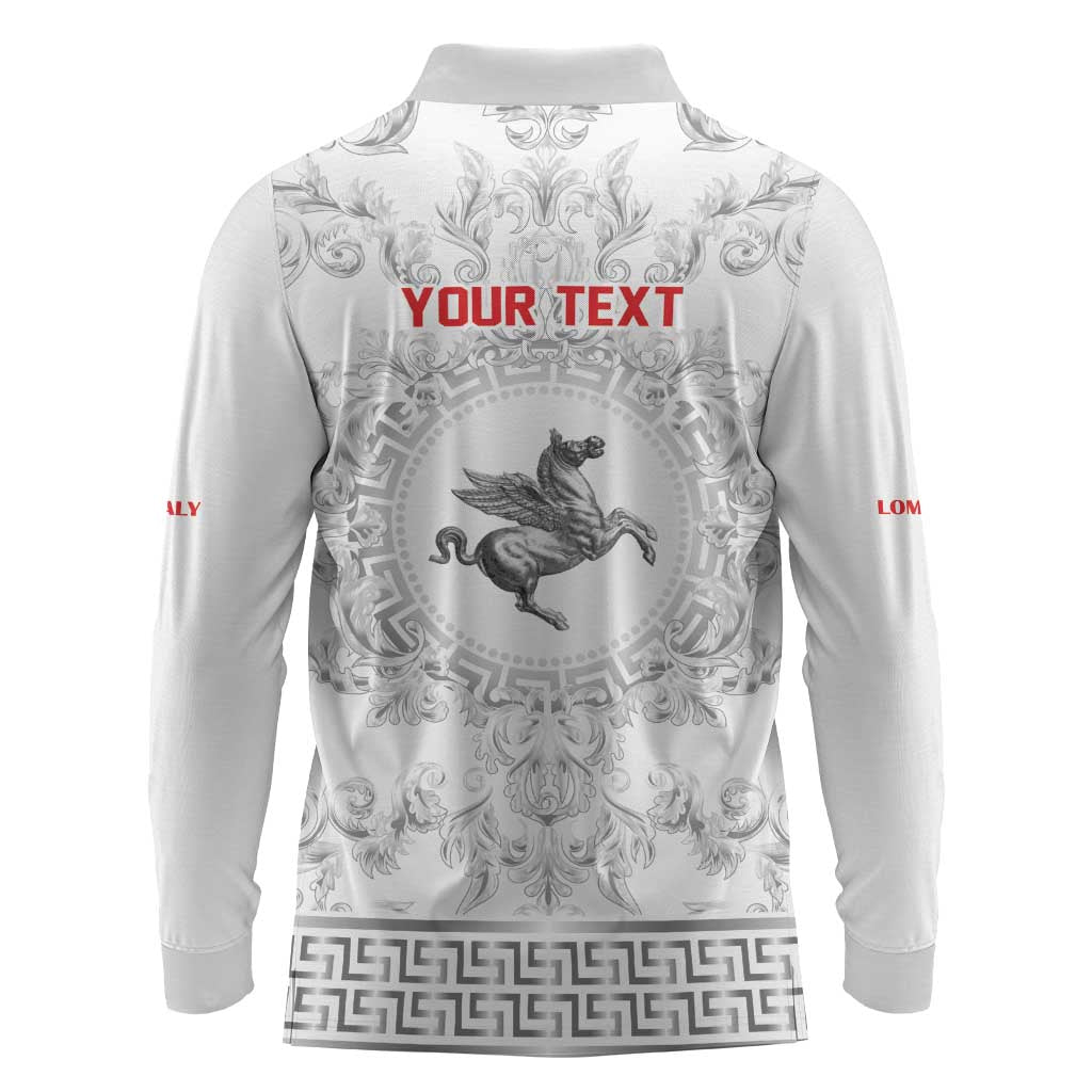Personalized Italy Tuscany Long Sleeve Polo Shirt Baroque Motif