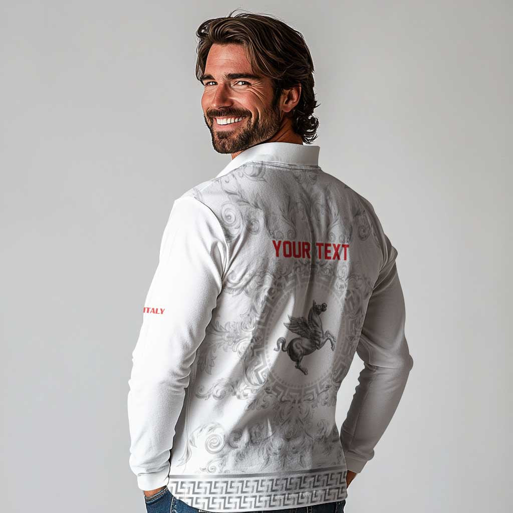 Personalized Italy Tuscany Long Sleeve Polo Shirt Baroque Motif