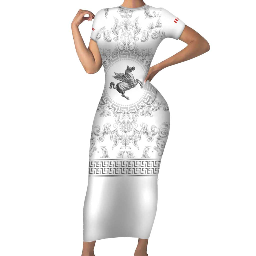 Personalized Italy Tuscany Short Sleeve Bodycon Dress Baroque Motif