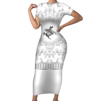 Personalized Italy Tuscany Short Sleeve Bodycon Dress Baroque Motif